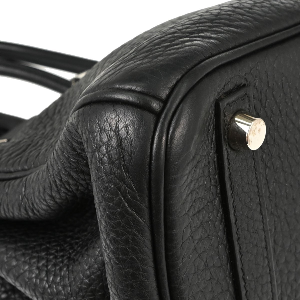 Hermes Birkin Black Clemence With Palladium Hardware Black Leather Handbag (Pre-Owned)