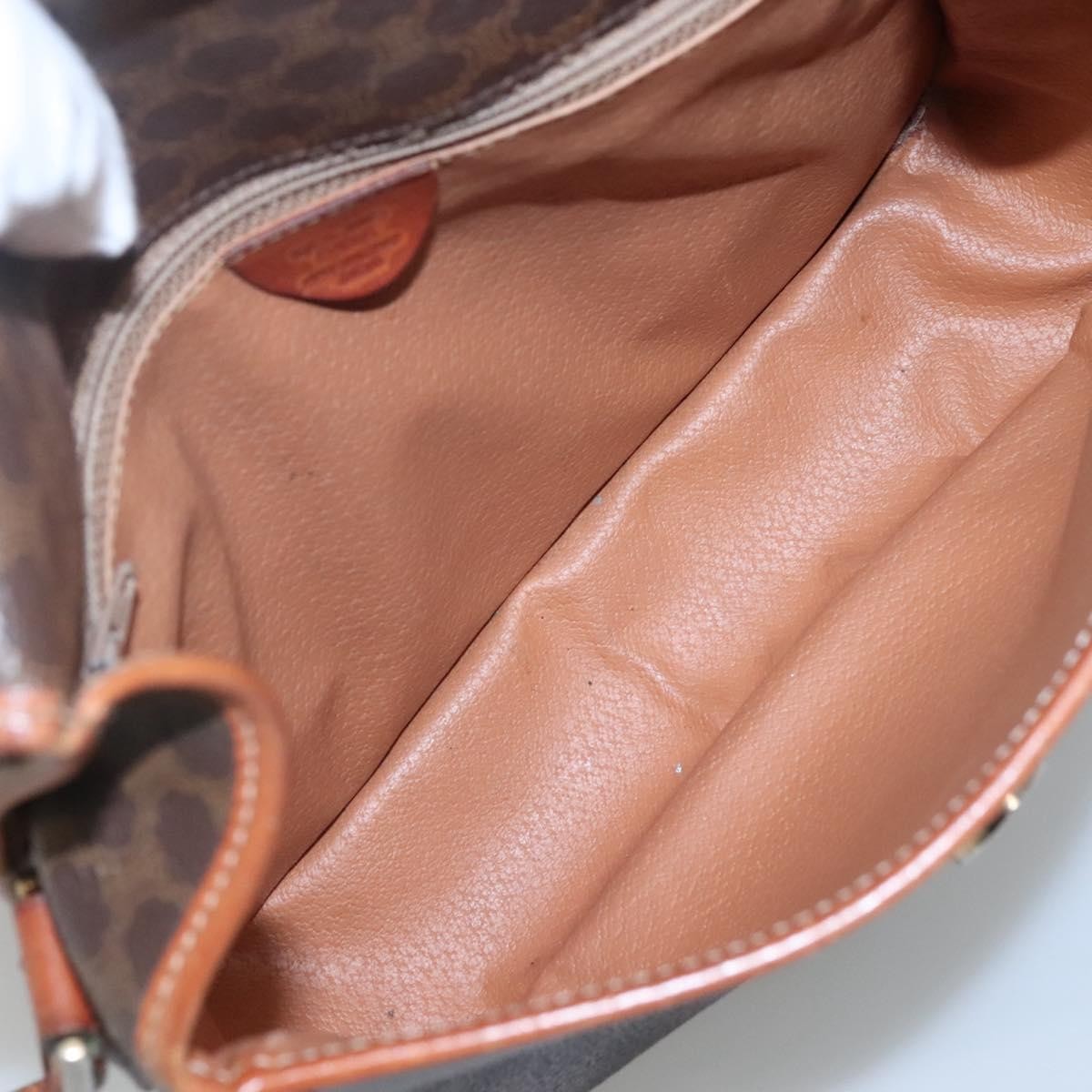 Celine Vintage Macadam Circle Logo Canvas And Leather Brown Canvas Shoulder Bag Bag (Pre-Owned)