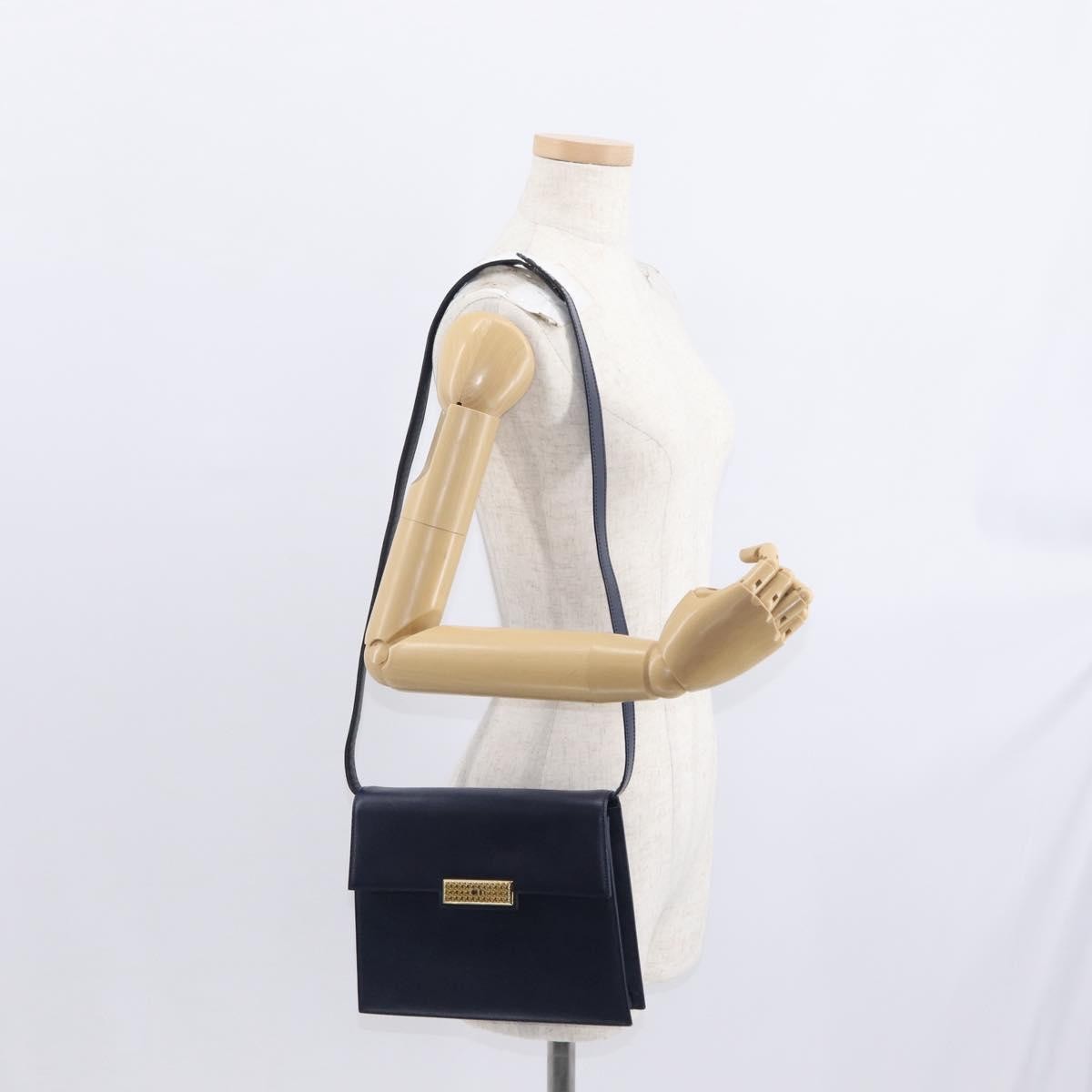 Christian Dior Vintage Cd Flap Leather Navy Leather Shoulder Bag Bag (Pre-Owned)