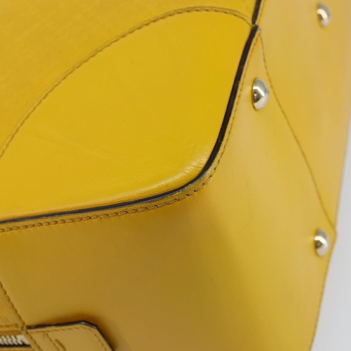 Gucci Bright Top Handle Diamante Leather Yellow Leather Handbag (Pre-Owned)