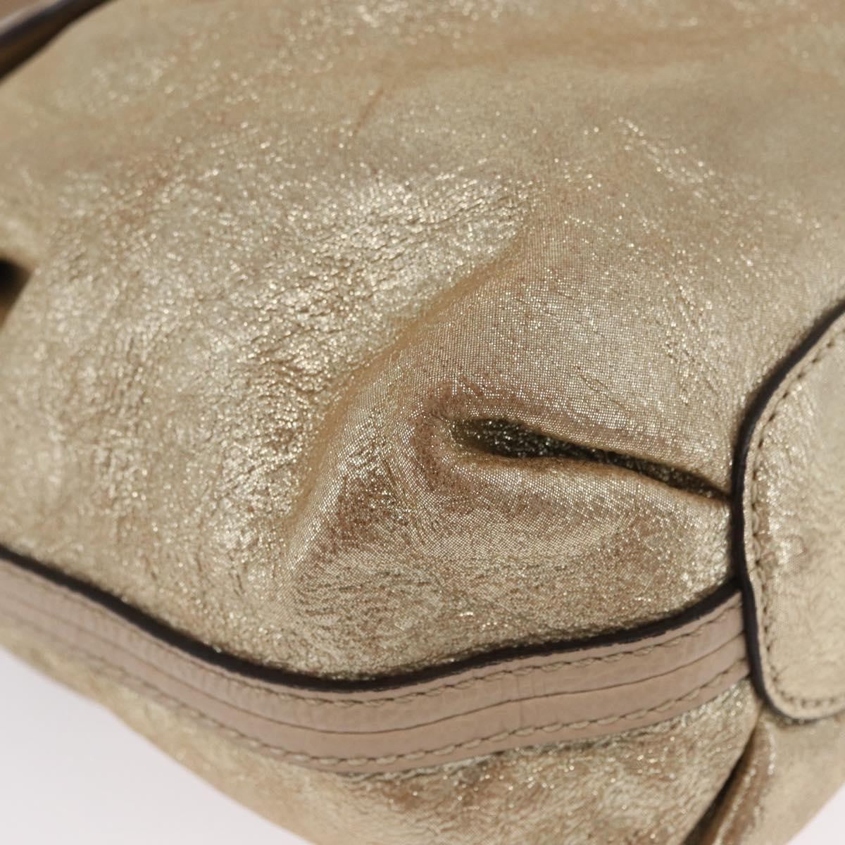 Chloe Elsie Convertible Satchel Leather Gold Leather Handbag (Pre-Owned)