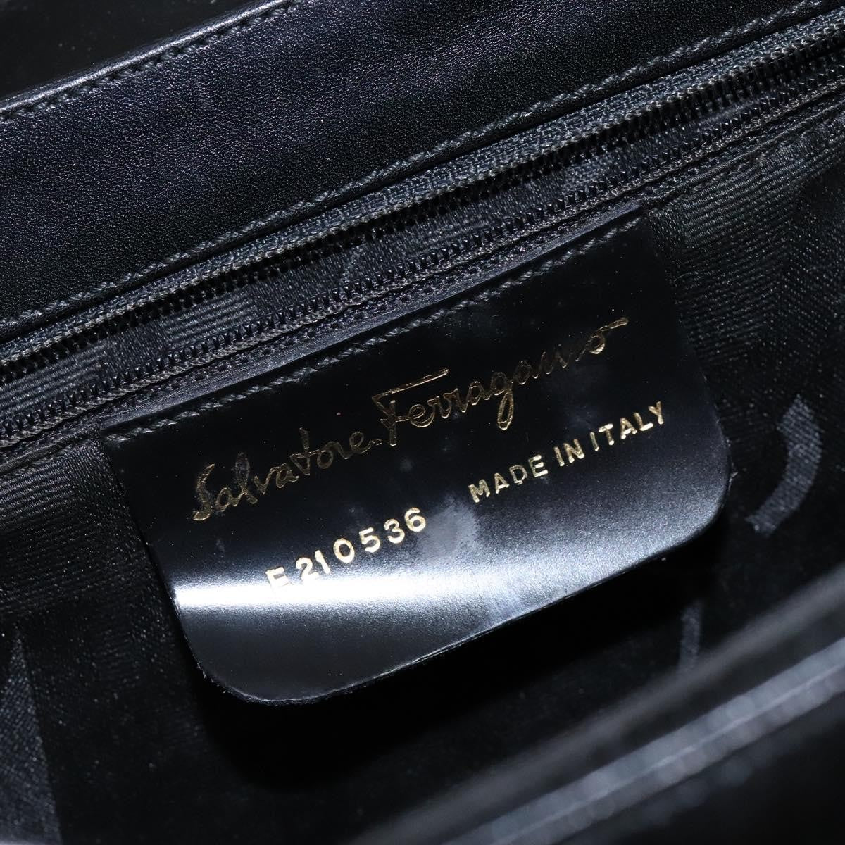 Salvatore Ferragamo Gancini Convertible Top Handle Leather Black Leather Handbag (Pre-Owned)
