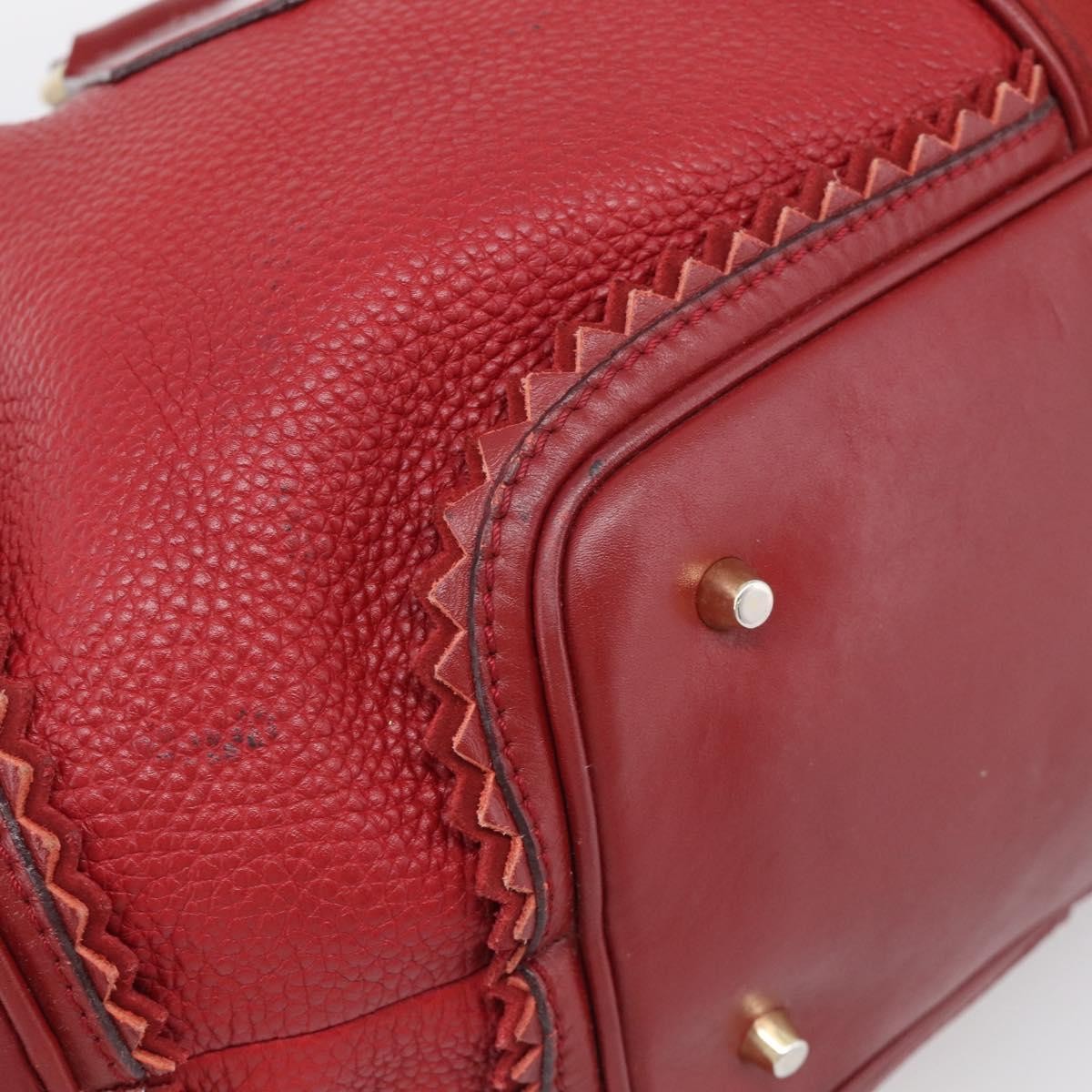 Burberry Hedwig Bowler Leather With Suede Red Leather Handbag (Pre-Owned)
