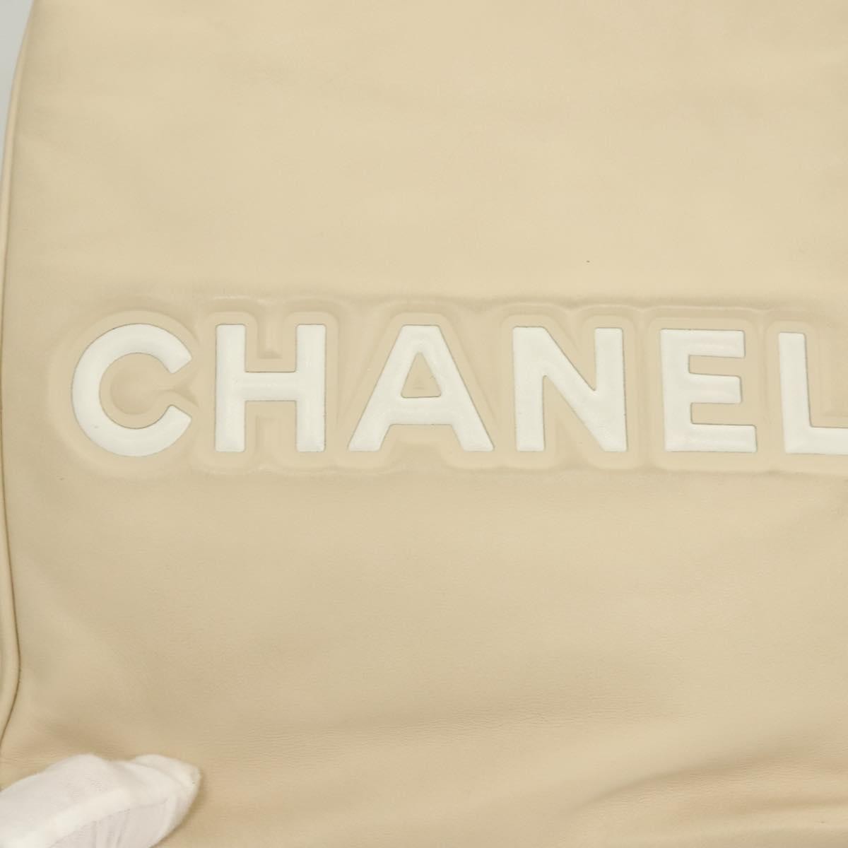 Chanel Camellia Tote Leather Beige Leather Tote Bag Bag (Pre-Owned)