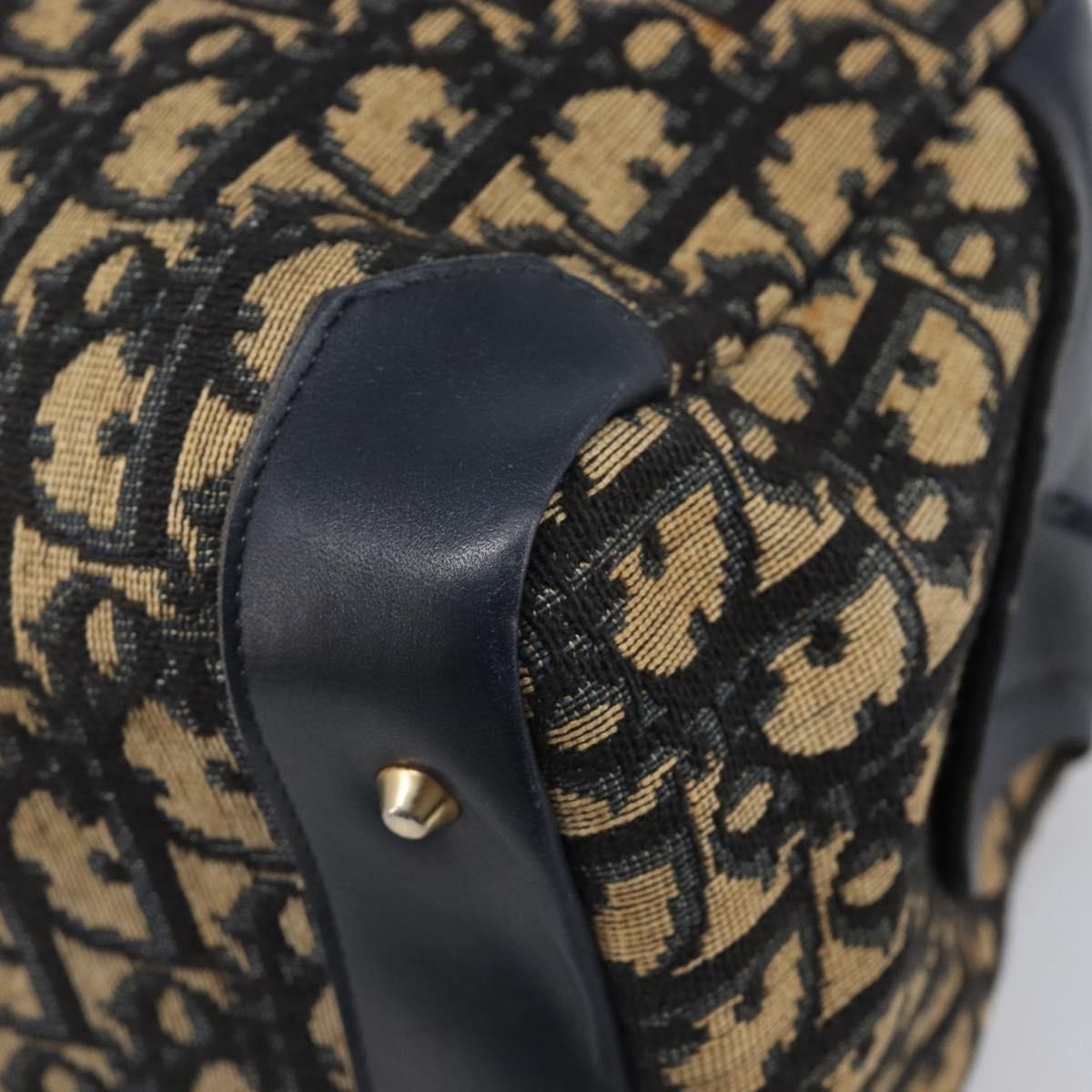 Christian Dior Detective Handle Leather Navy Canvas Handbag (Pre-Owned)