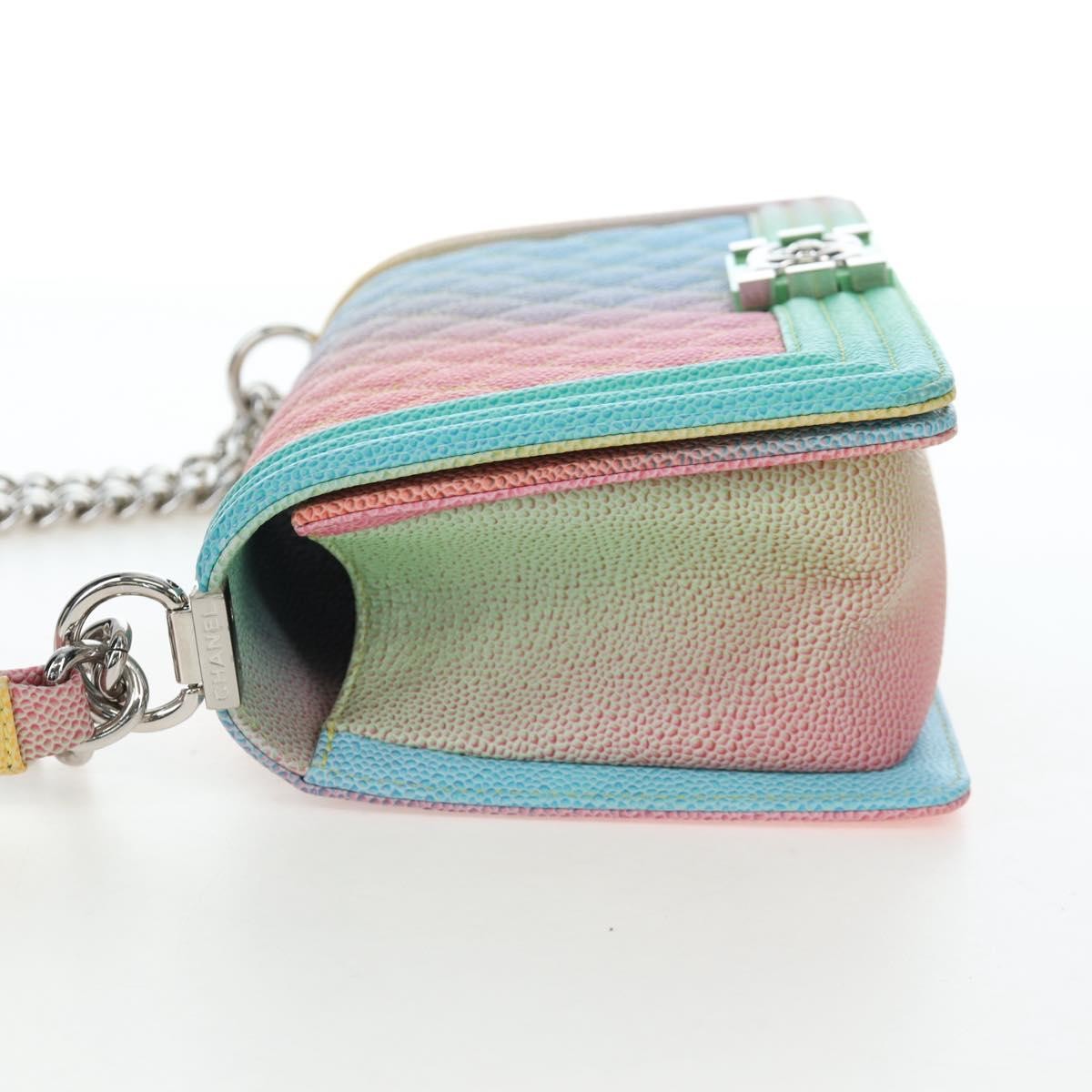 Chanel Rainbow Boy Flap Quilted Painted Caviar Multicolour Leather Shoulder Bag Bag (Pre-Owned)
