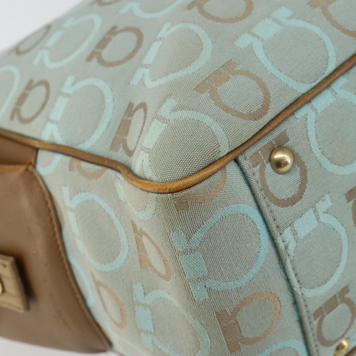 Salvatore Ferragamo Gancini Tote Gancini Canvas Blue Canvas Tote Bag Bag (Pre-Owned)
