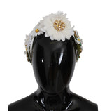 Dolce & Gabbana Yellow White Sunflower Crystal Floral Women's Headband