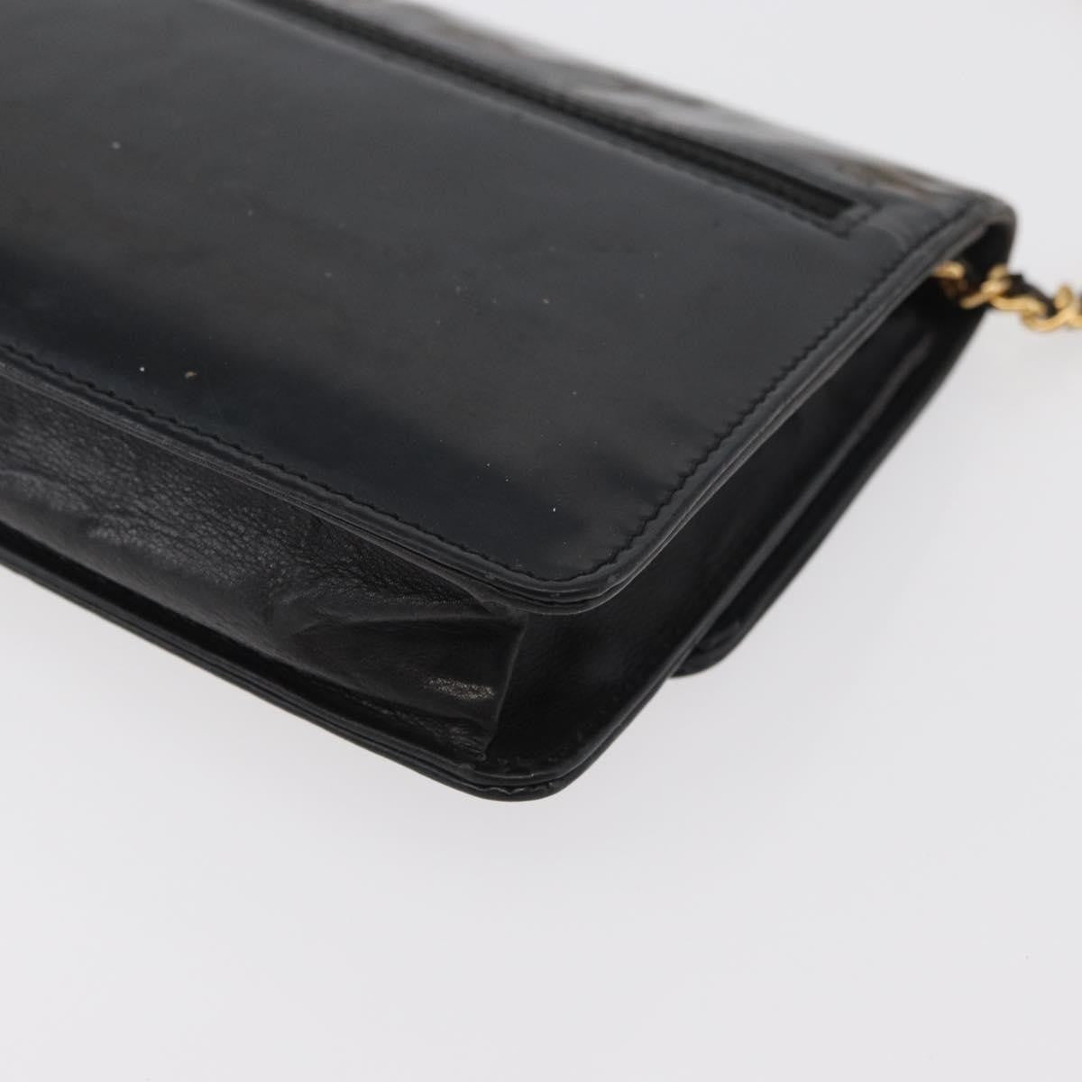 Chanel Vintage Cc Wallet On Chain Patent Black Patent_Leather Shoulder Bag Bag (Pre-Owned)