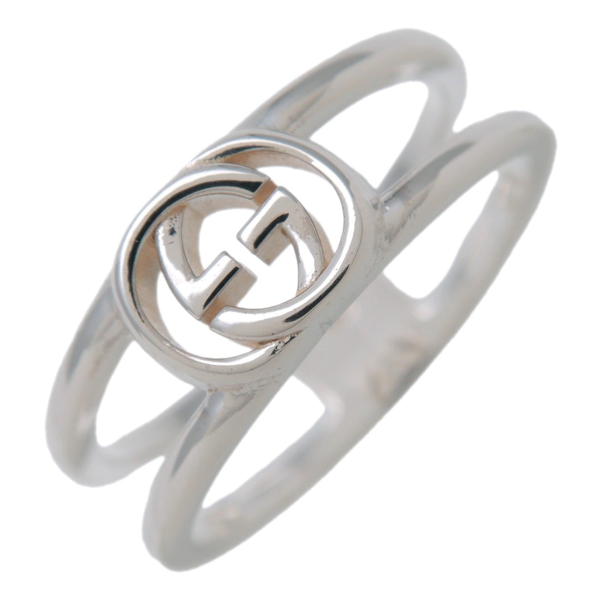 Gucci Interlocking G Flower Band Sterling Silver Silver Silver Ring Jewelry (Pre-Owned)