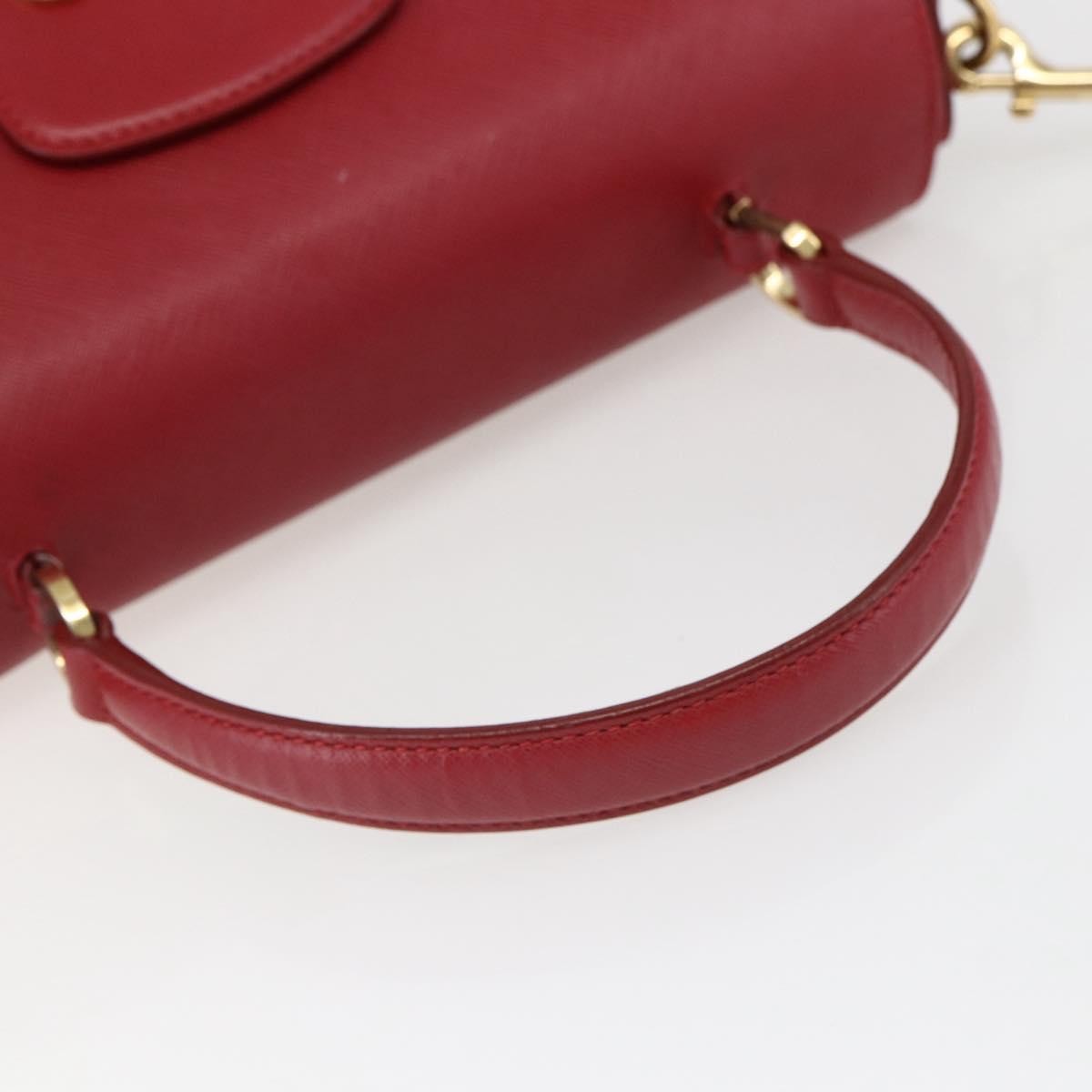 Salvatore Ferragamo Gancini Leather Red Leather Handbag (Pre-Owned)