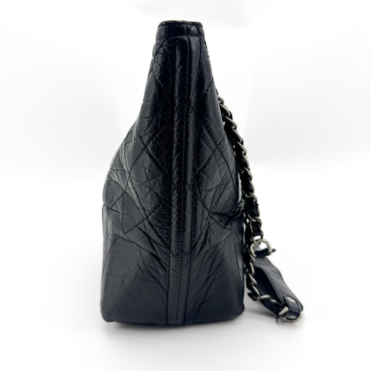 Chanel Cc Crave Quilted Glazed Caviar Black Leather Tote Bag Bag (Pre-Owned)