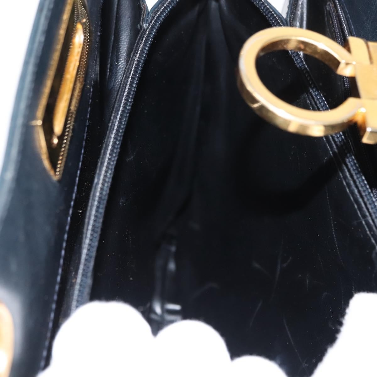 Salvatore Ferragamo Gancini Leather Navy Leather Shoulder Bag Bag (Pre-Owned)