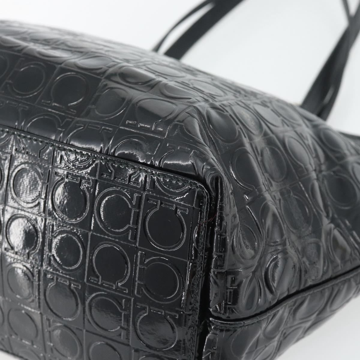Salvatore Ferragamo Gancini Tote Patent Leather Black Patent_Leather Tote Bag Bag (Pre-Owned)