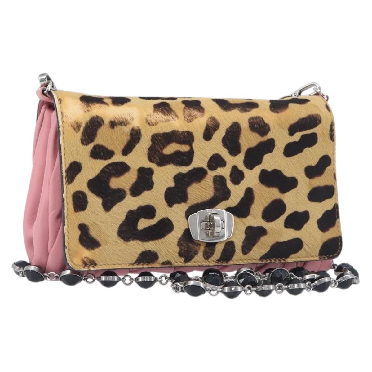 Miu Miu Convertible Flap Haircalf & Matelassé Nappa Leather Pink Calfskin Crossbody Bag Bag (Pre-Owned)