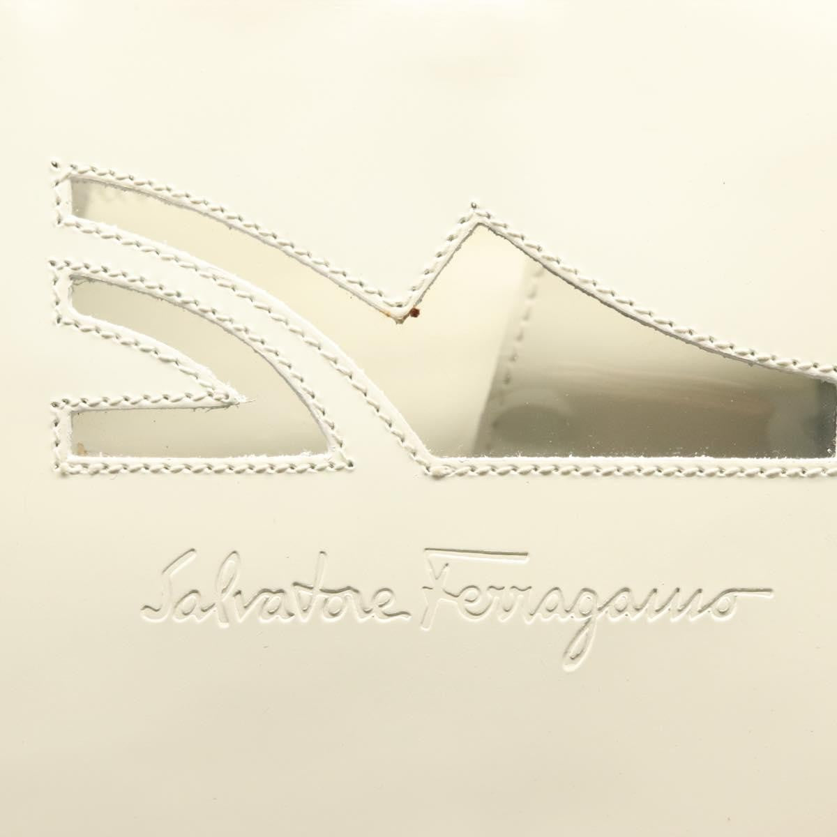 Salvatore Ferragamo Vintage Patent Leather White Patent_Leather Handbag (Pre-Owned)