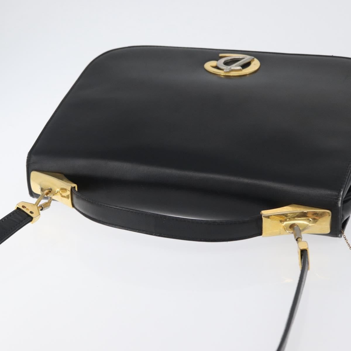Christian Dior Vintage Cd Logo Leather Black Leather Shoulder Bag Bag (Pre-Owned)