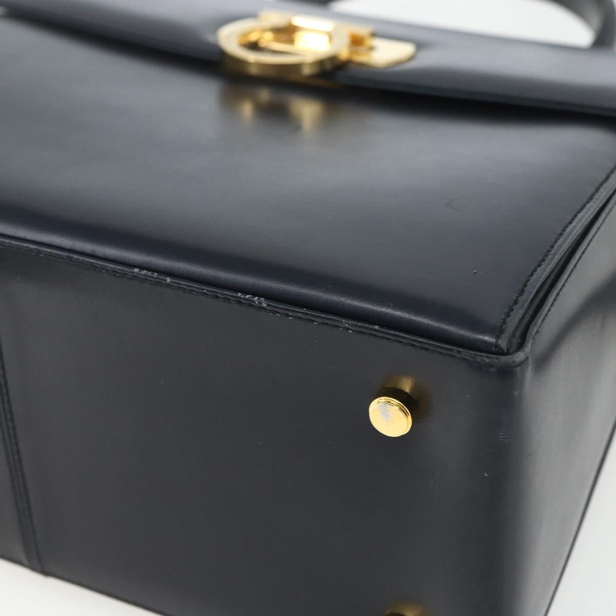 Salvatore Ferragamo Gancini Convertible Top Handle Leather Navy Leather Handbag (Pre-Owned)