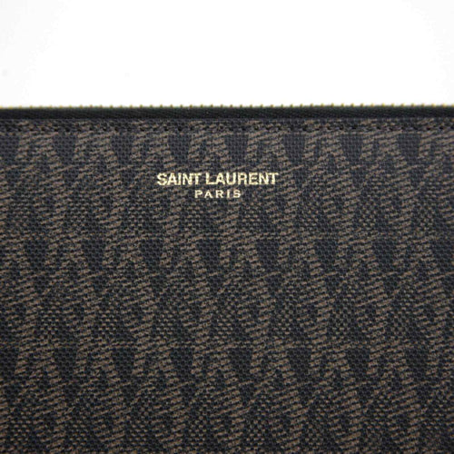 Saint Laurent YSL Men's Black/Brown Leather Zip Around Wallet