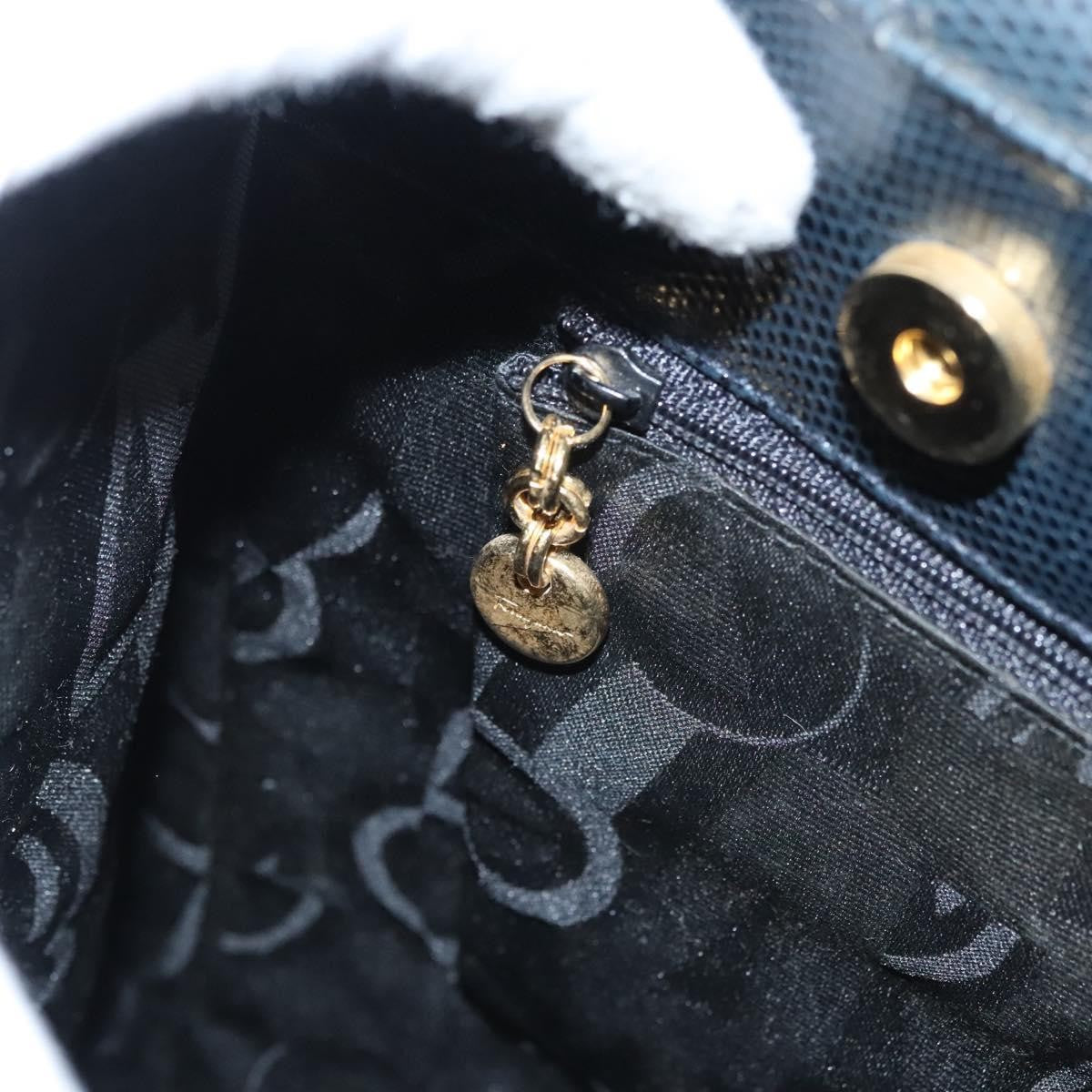 Salvatore Ferragamo Vintage Vara Bow Tote Lizard Embossed Leather Navy Leather Tote Bag Bag (Pre-Owned)