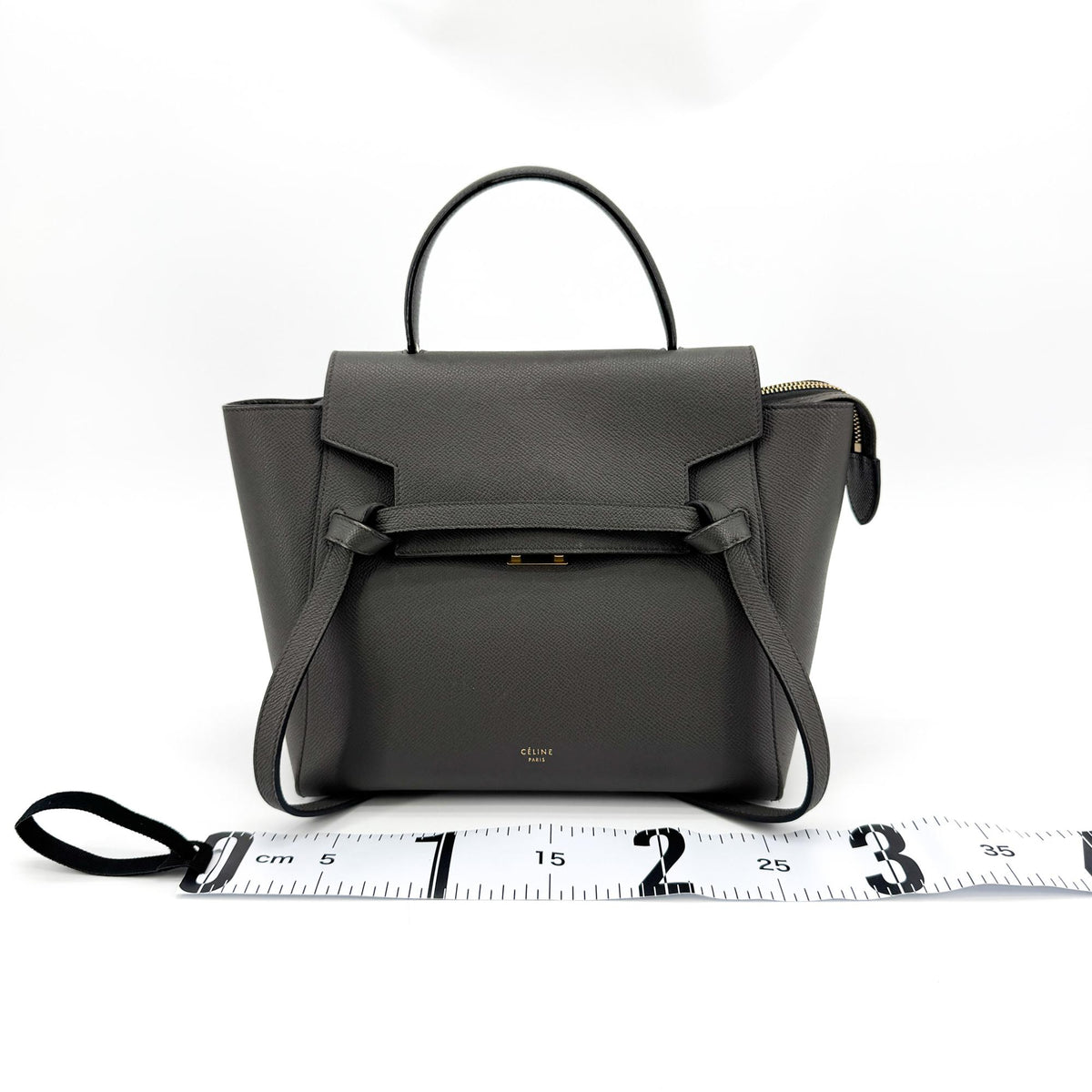 Celine Belt Calfskin Gray Leather Handbag (Pre-Owned)
