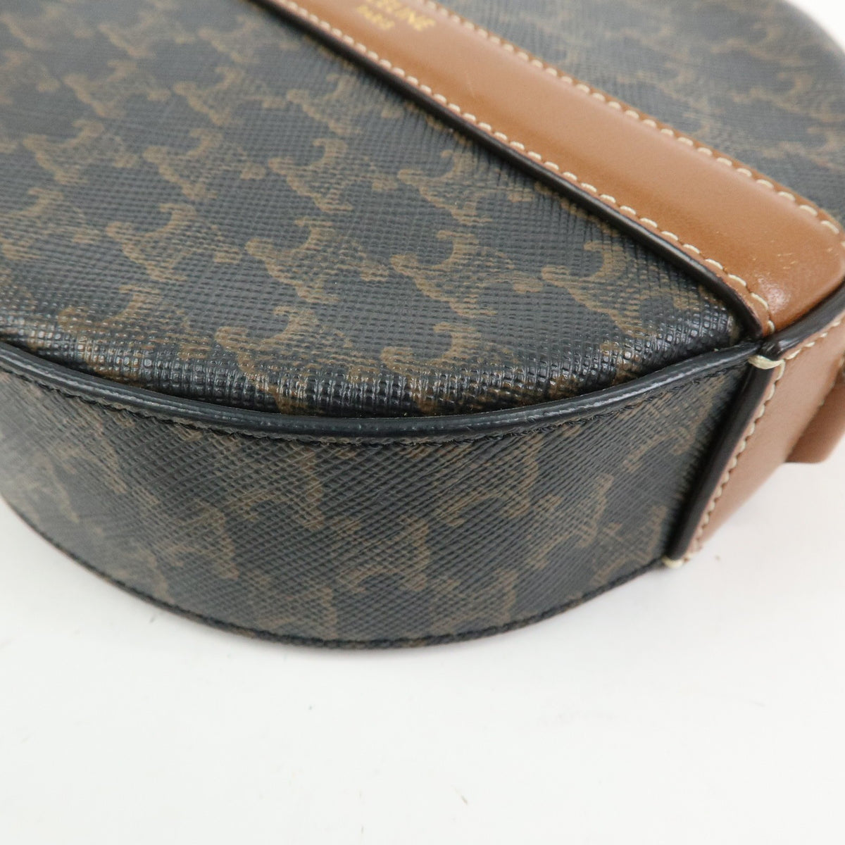Celine Round Purse On Strap Triomphe Coated Canvas Brown Canvas Crossbody Bag Bag (Pre-Owned)