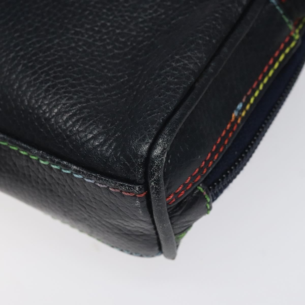 Fendi Vintage Zip Leather Navy Leather Shoulder Bag Bag (Pre-Owned)