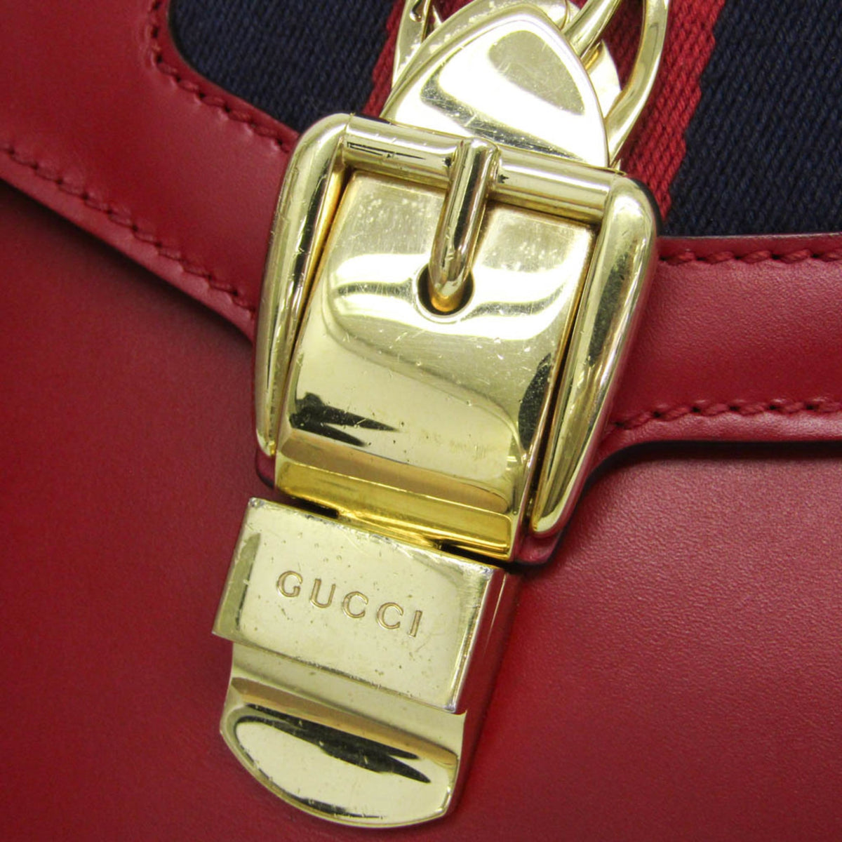 Gucci Sylvie Leather Red Leather Shoulder Bag Bag (Pre-Owned)