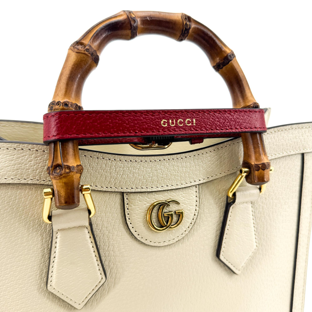 Gucci Diana Nm Bamboo Handle Leather White Leather Tote Bag Bag (Pre-Owned)