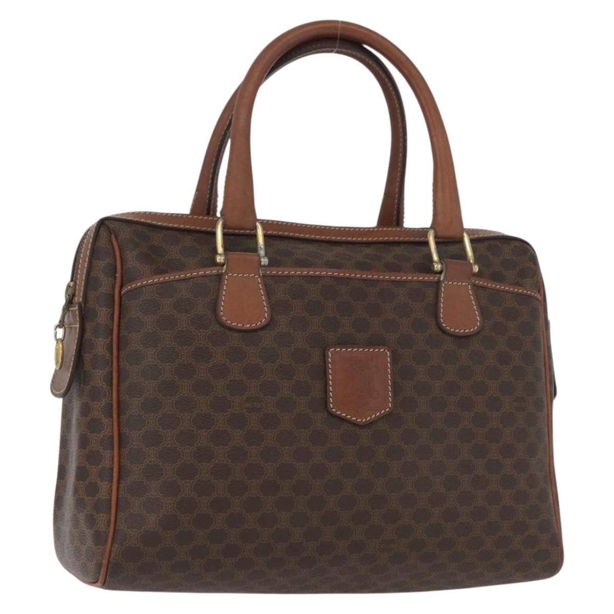 Celine Vintage Macadam Canvas And Leather Brown Canvas Handbag (Pre-Owned)