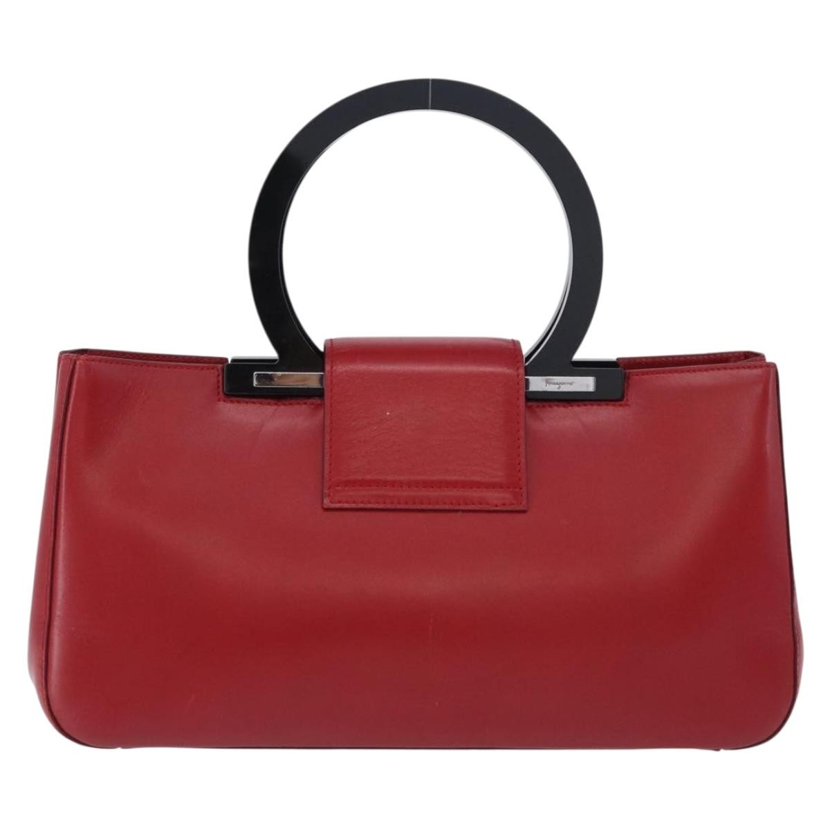Salvatore Ferragamo Gancini Leather Red Leather Handbag (Pre-Owned)