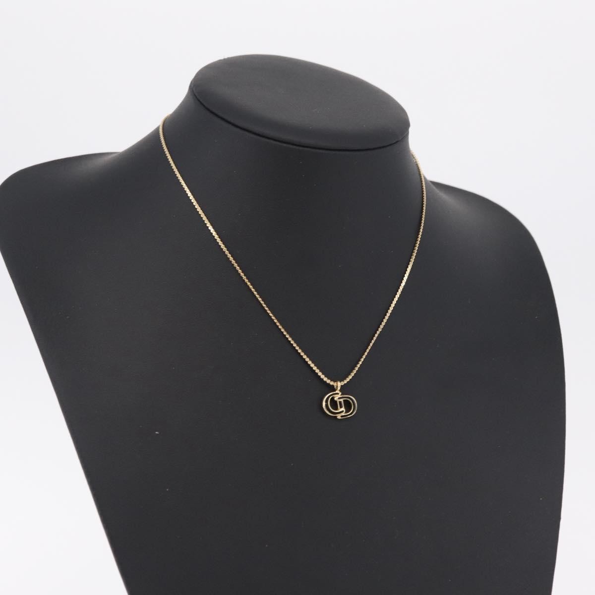 Christian Dior Vintage Cd Pendant Metal Gold Metal Necklace Jewelry (Pre-Owned)