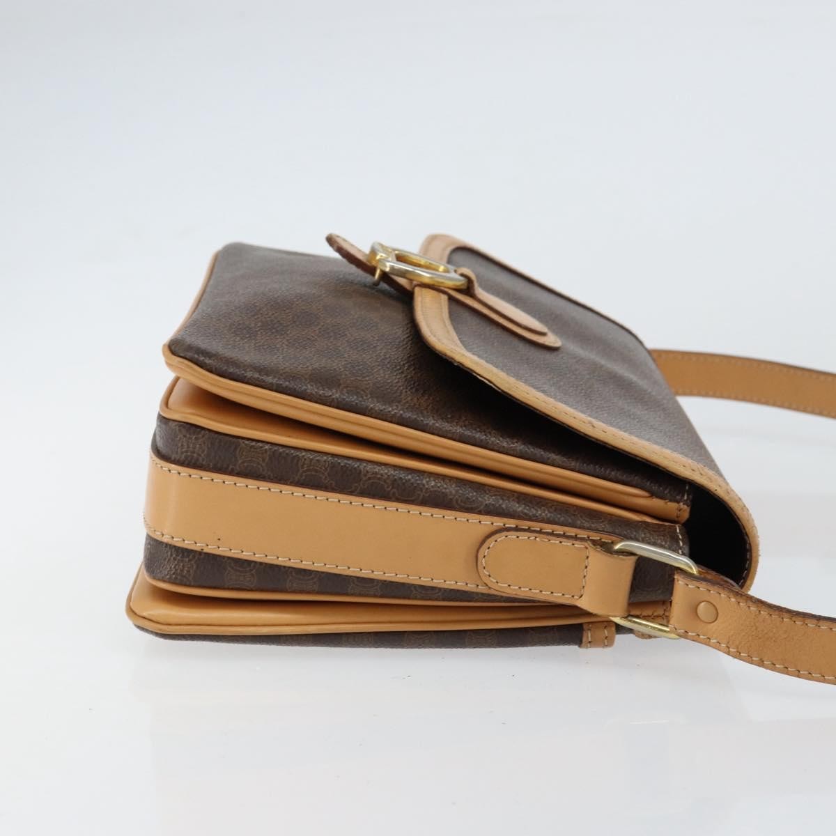 Celine Vintage Macadam Canvas And Leather Brown Canvas Shoulder Bag Bag (Pre-Owned)