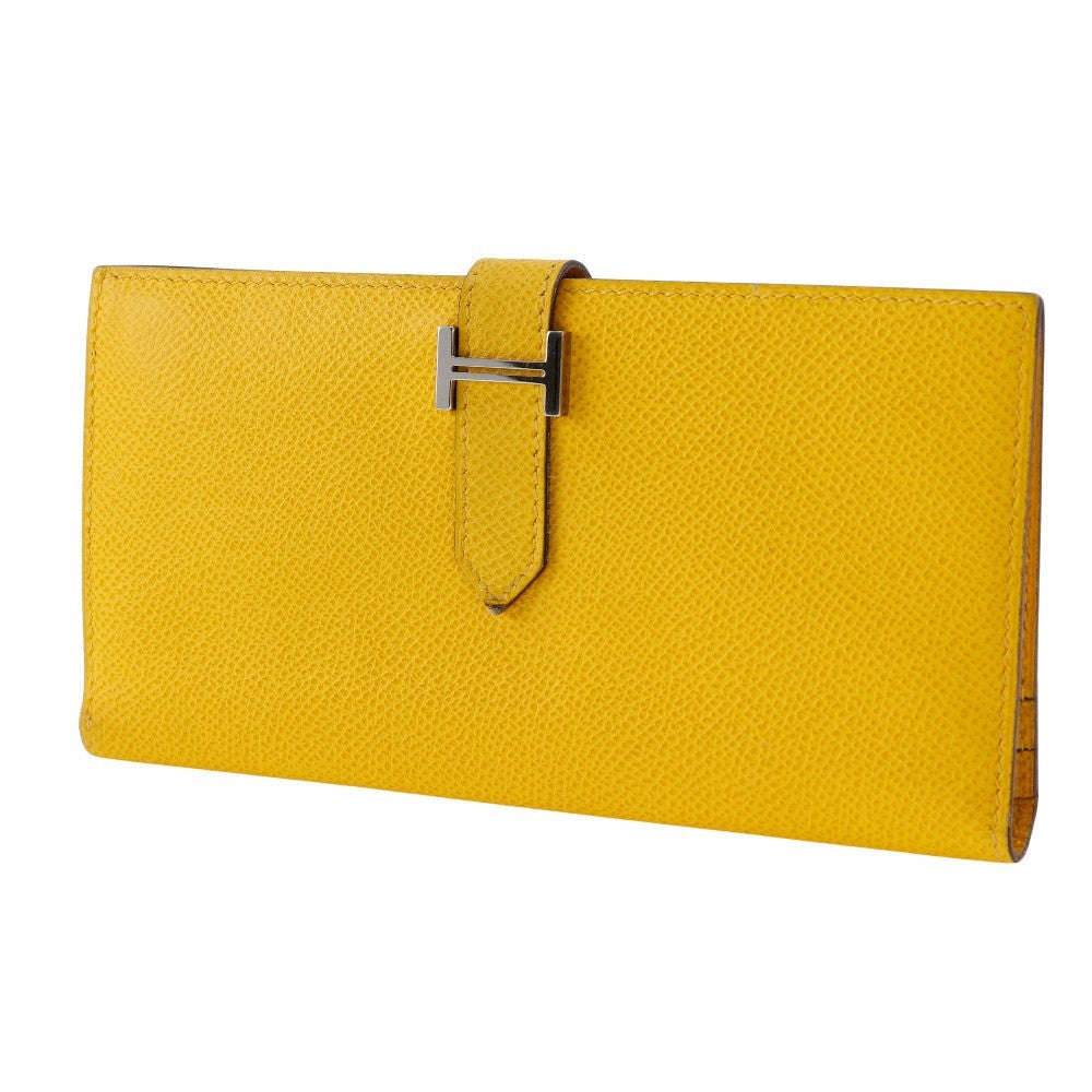 Hermes Bearn Epsom Yellow Leather Wallets Accessory (Pre-Owned)