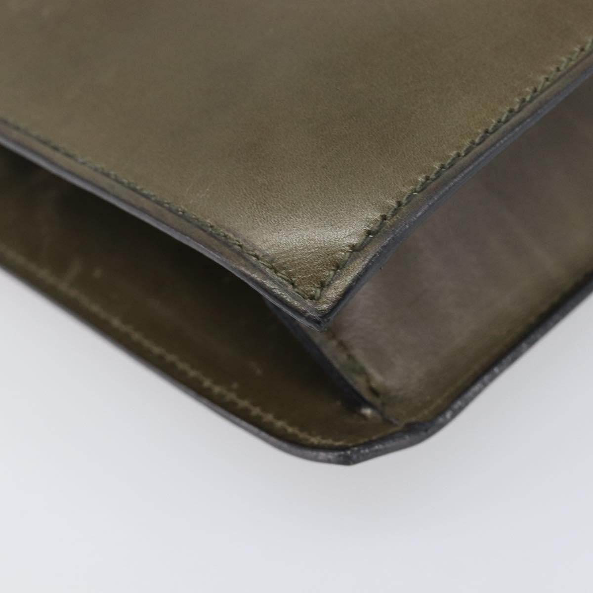 Celine Shoulder Leather Khaki Leather Shoulder Bag Bag (Pre-Owned)