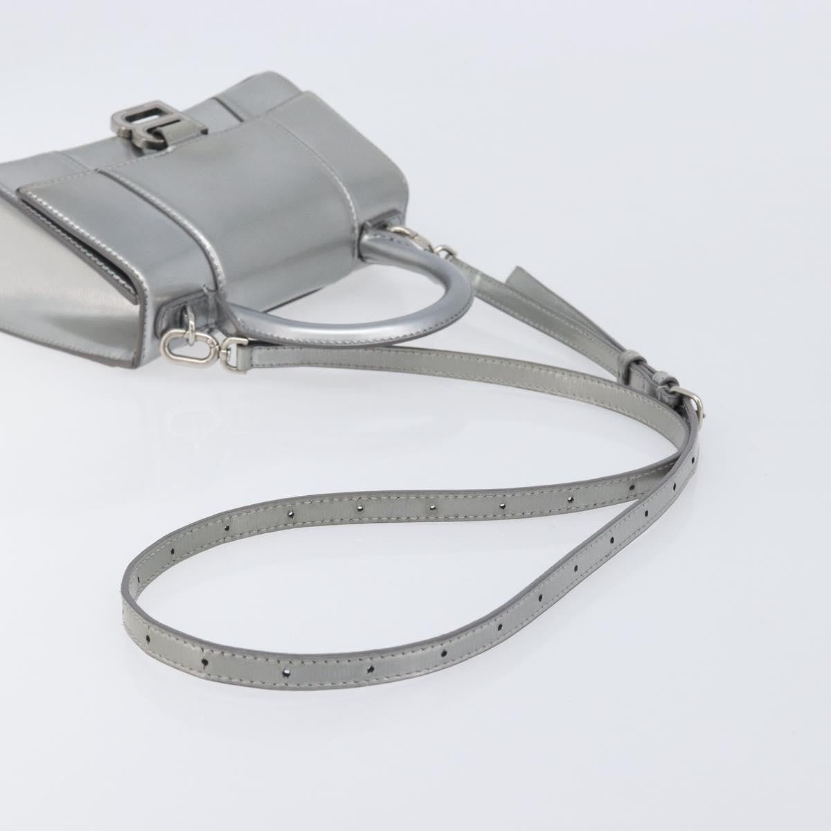 Balenciaga Hourglass Top Handle Leather Silver Leather Handbag (Pre-Owned)