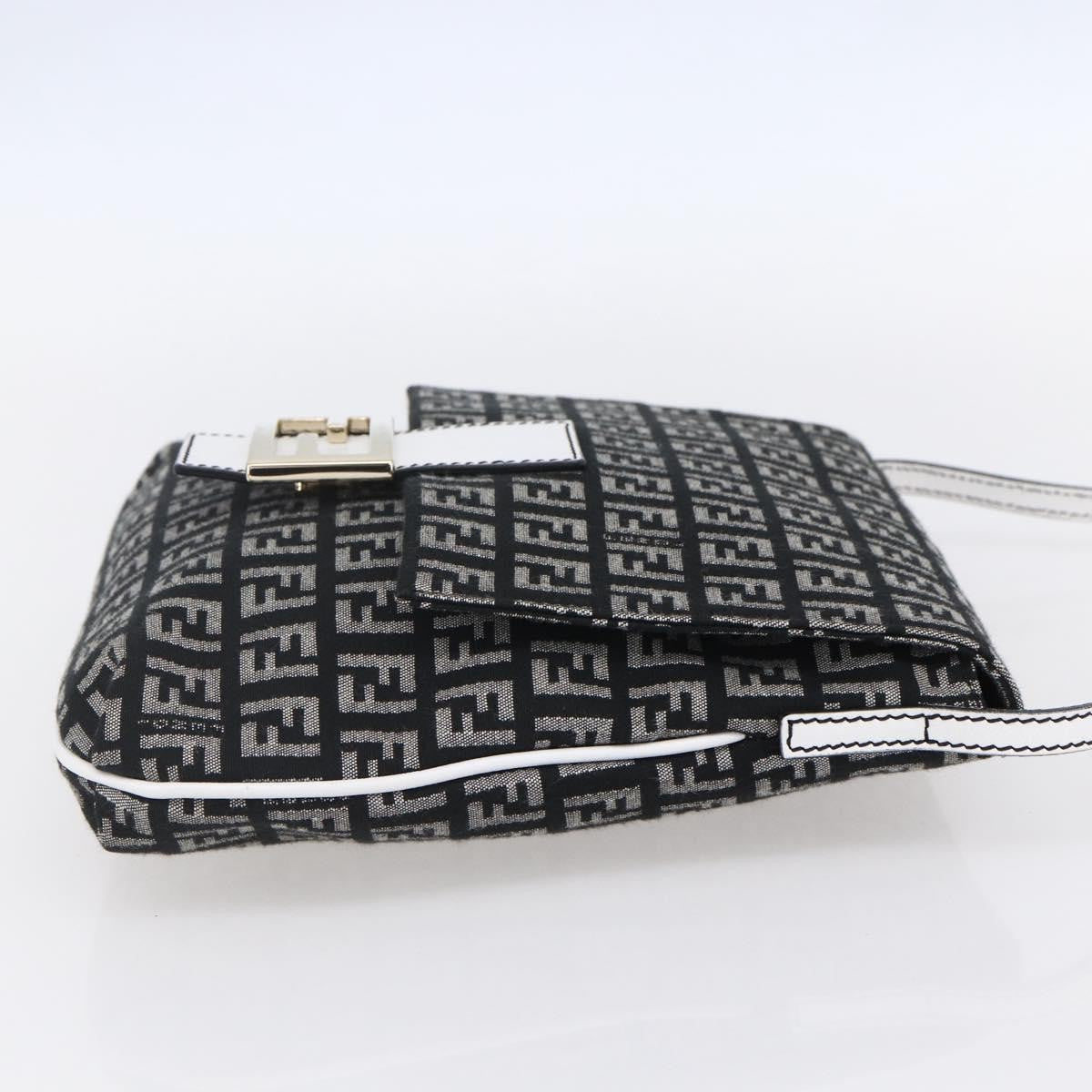 Fendi Vintage Flap Zucchino Canvas Black Canvas Shoulder Bag Bag (Pre-Owned)