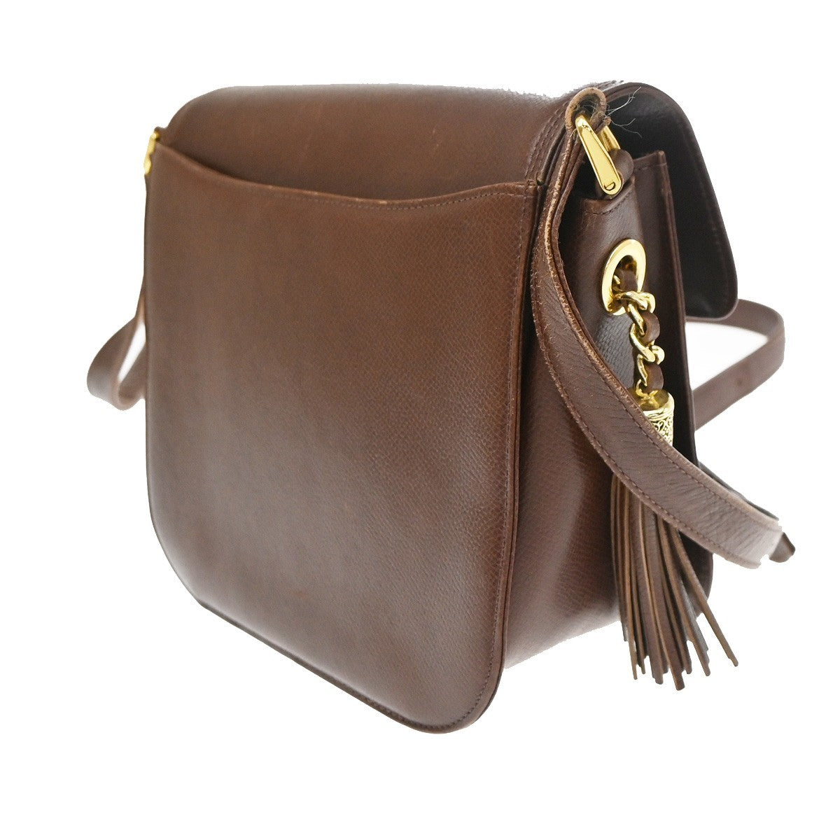 Valentino Garavani Vltn Flap Clutch Leather Brown Leather Shoulder Bag Bag (Pre-Owned)