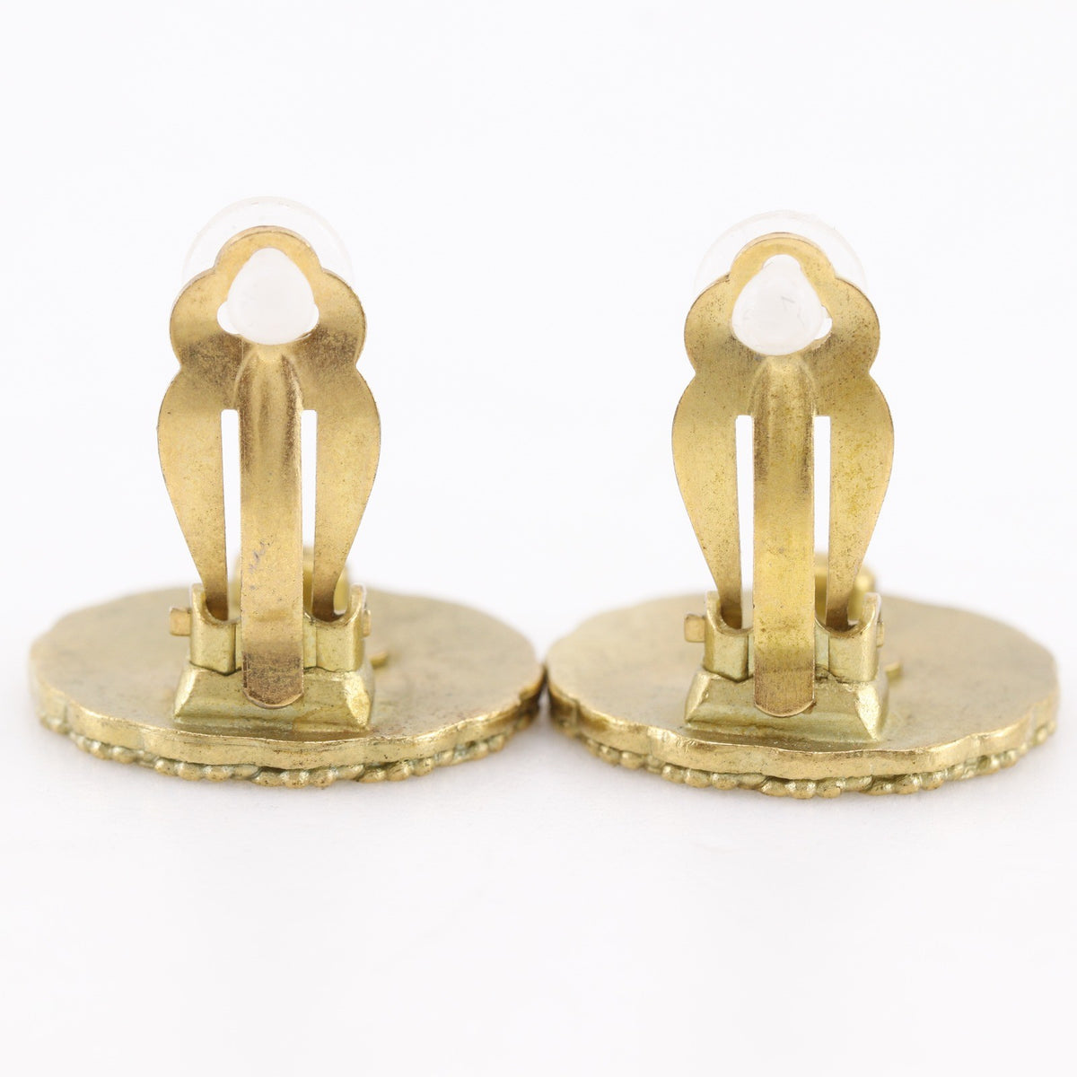 Chanel Vintage Radial Cc Clip-On Metal Gold Gold_Plated Earrings Jewelry (Pre-Owned)