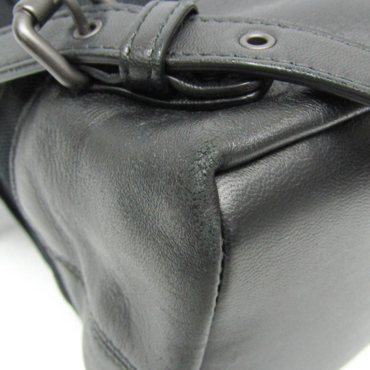 Bottega Veneta Drawstring Printed Canvas With Intrecciato Leather Black Canvas Backpack Bag (Pre-Owned)