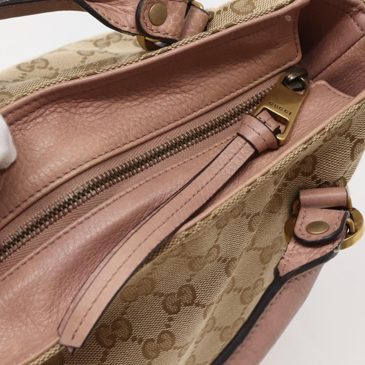 Gucci Vintage Interlocking G Canvas And Leather Beige Canvas Handbag (Pre-Owned)