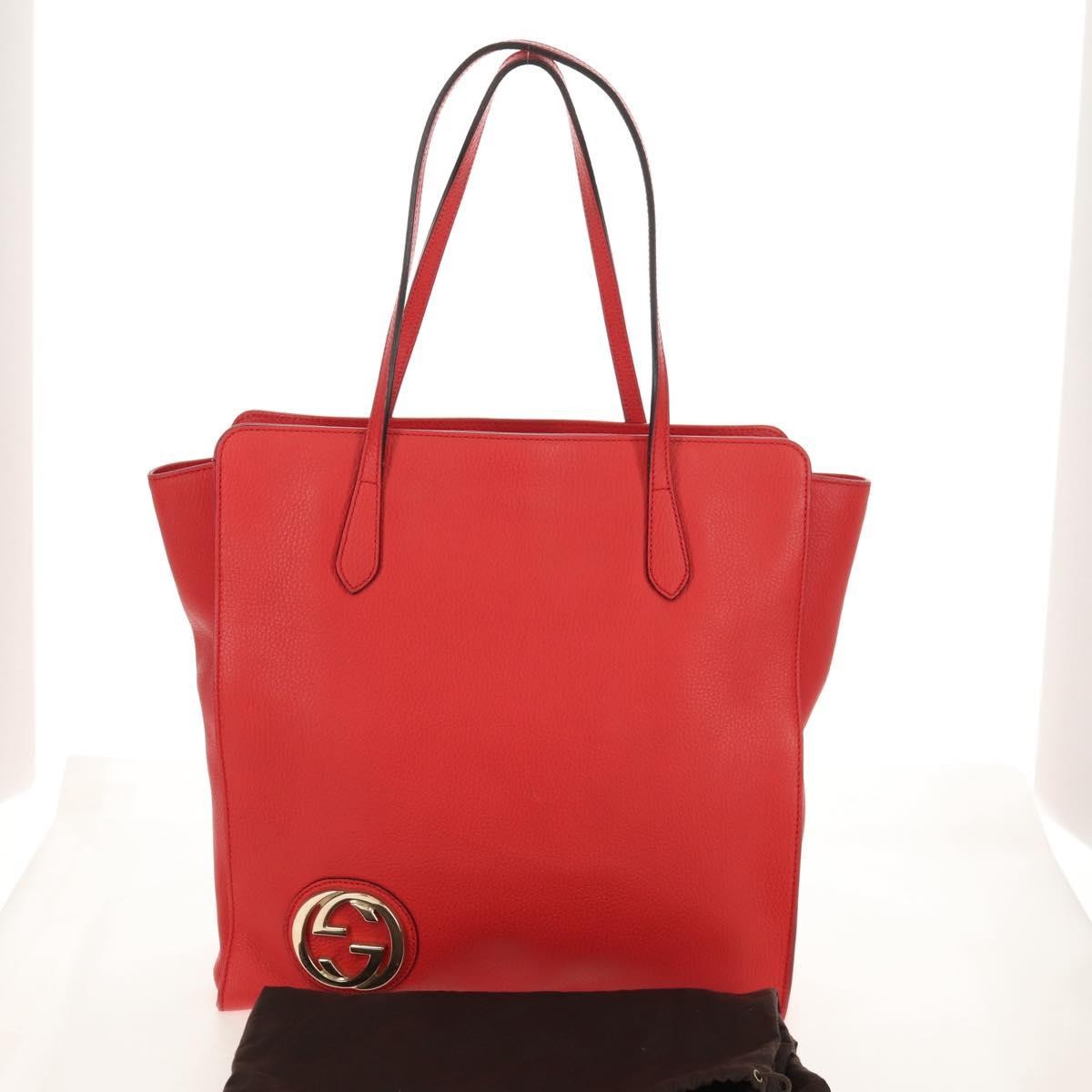 Gucci Grand Prix Interlocking Gg Grainy Leather Red Leather Tote Bag Bag (Pre-Owned)