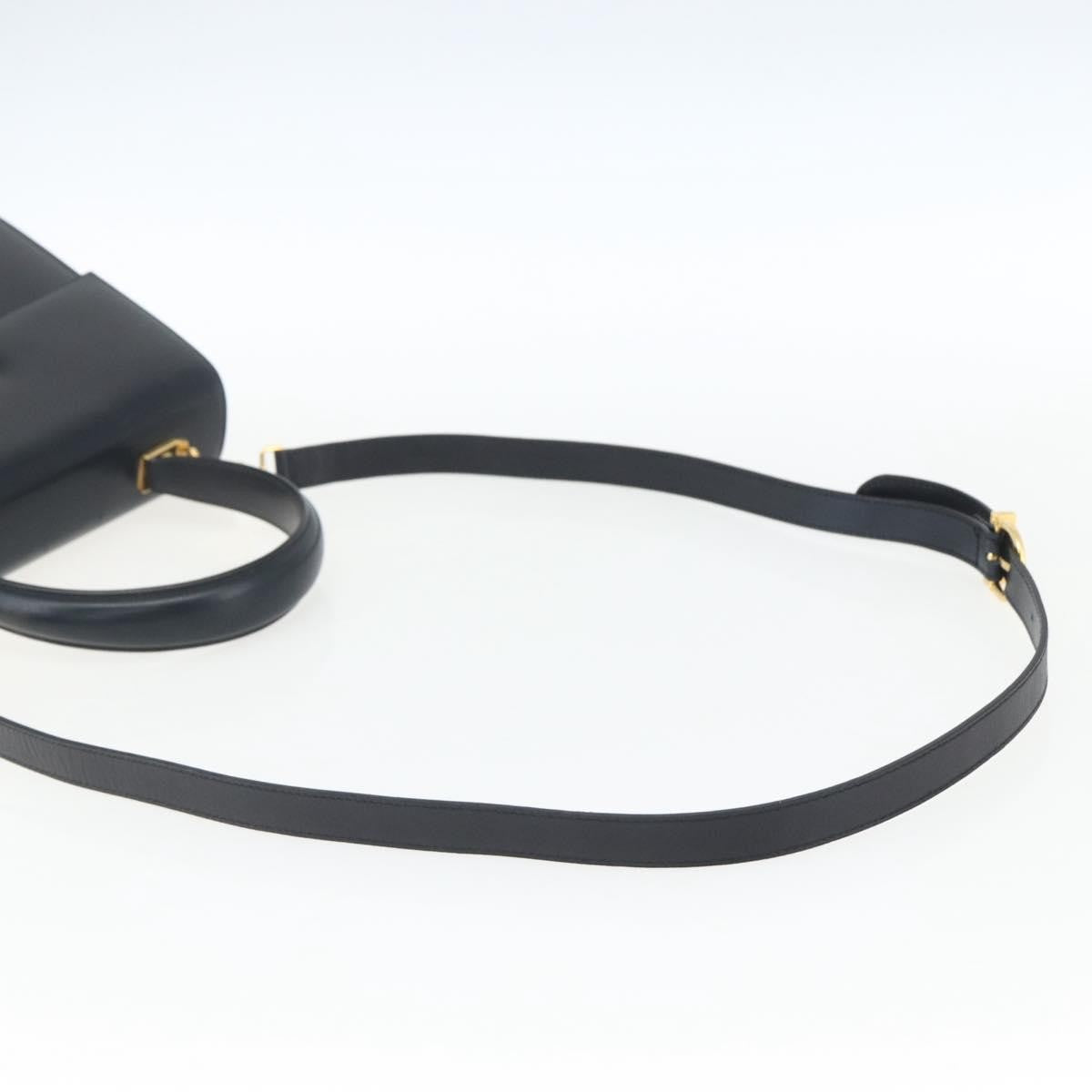 Salvatore Ferragamo Gancini Convertible Top Handle Leather Navy Leather Handbag (Pre-Owned)