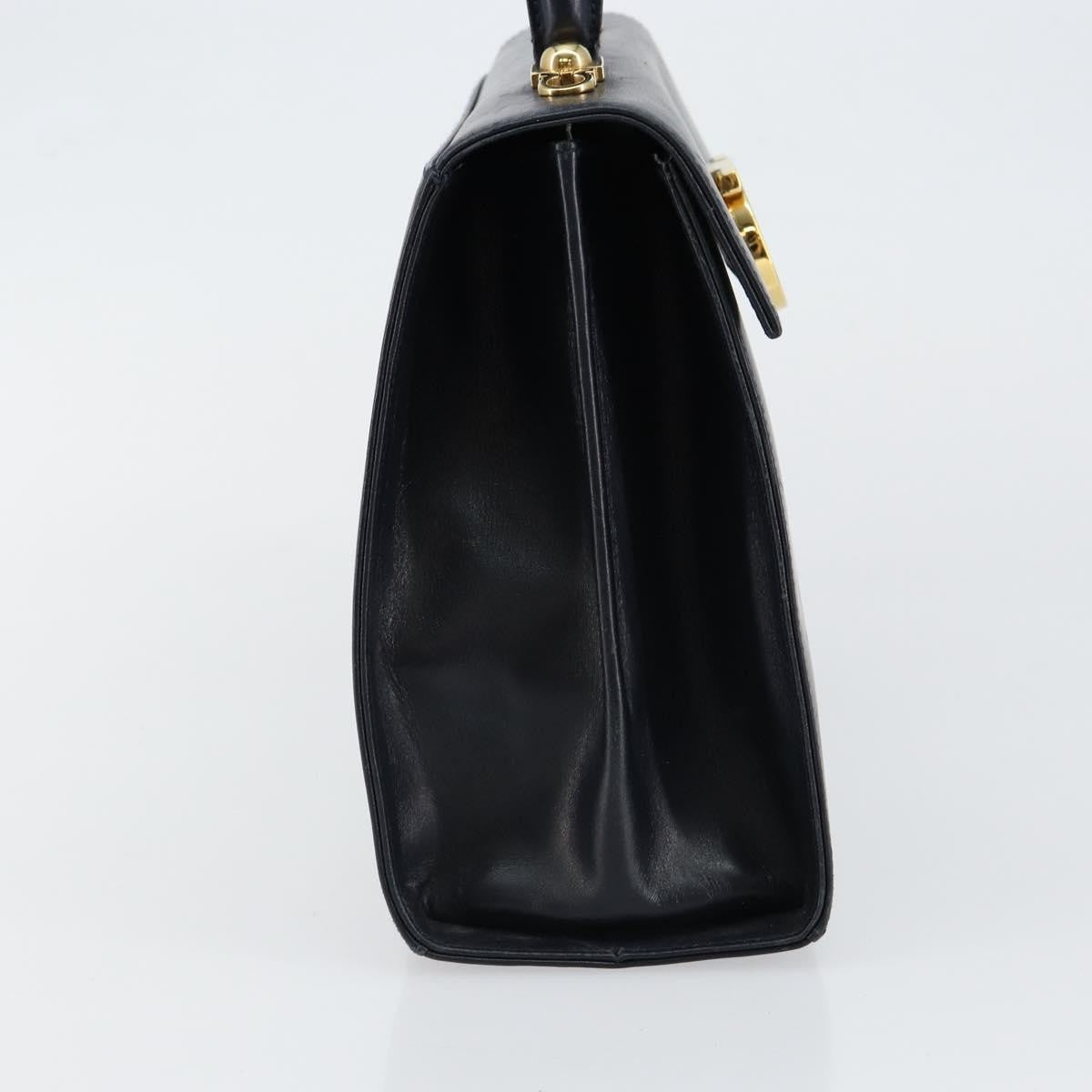 Salvatore Ferragamo Gancini Convertible Top Handle Leather Navy Leather Handbag (Pre-Owned)