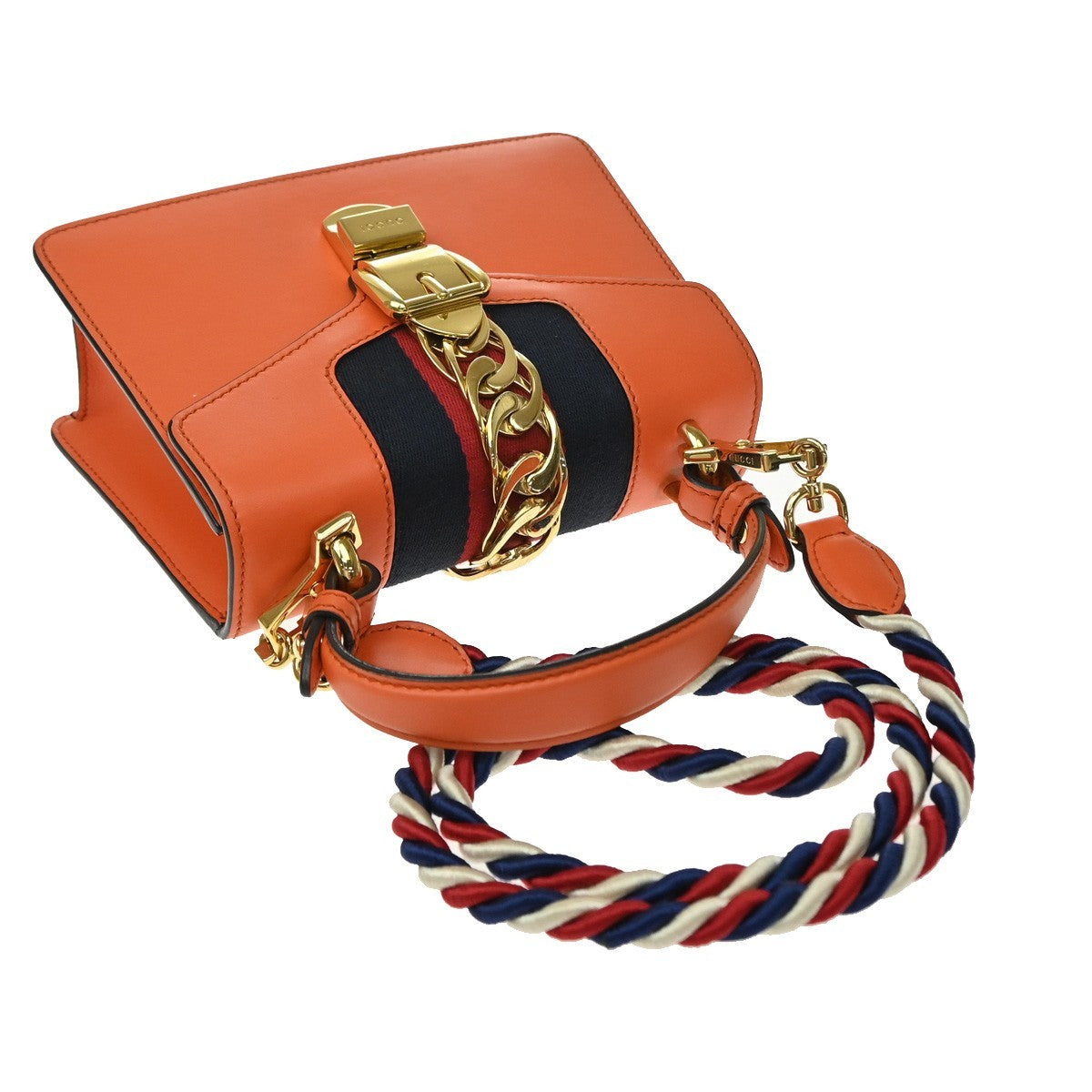 Gucci Sylvie Leather Orange Leather Handbag (Pre-Owned)