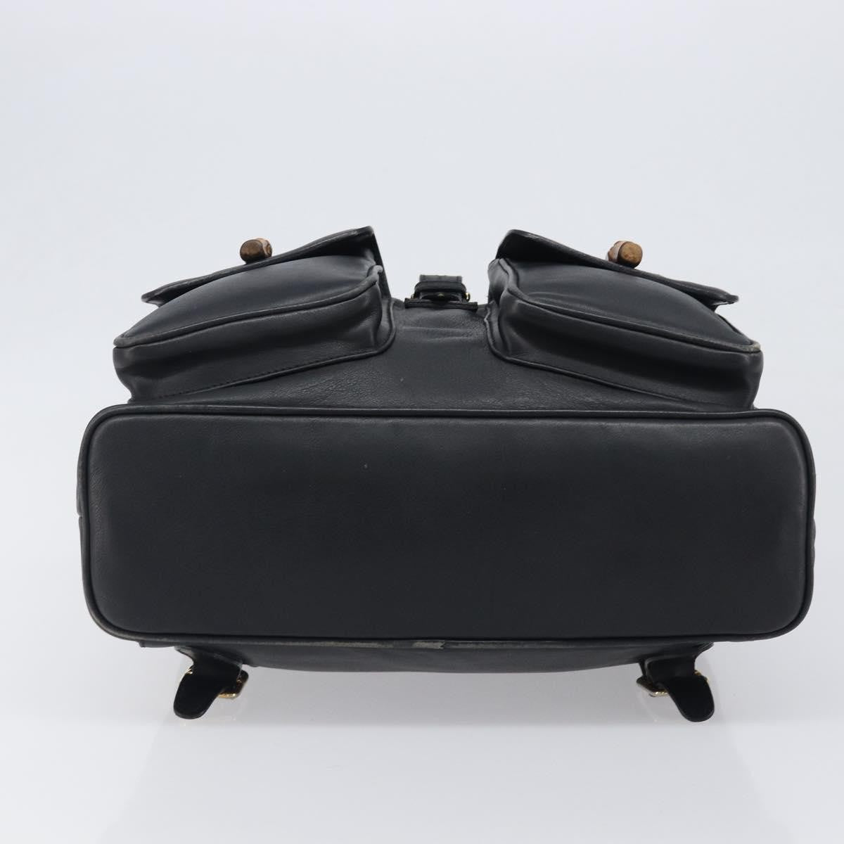 Gucci Vintage Bamboo Leather Black Leather Backpack Bag (Pre-Owned)
