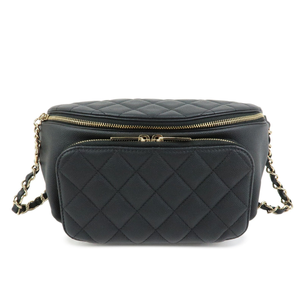 Chanel Business Affinity Waist Quilted Caviar Black Leather Handbag (Pre-Owned)