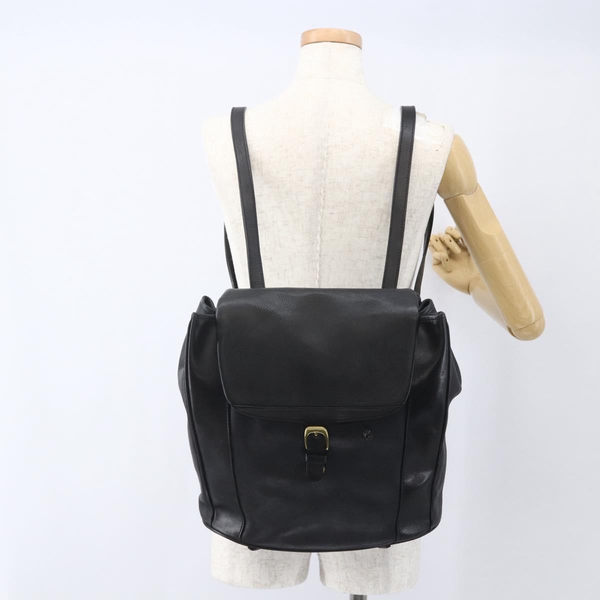 Bally Vintage Leather Black Leather Backpack Bag (Pre-Owned)
