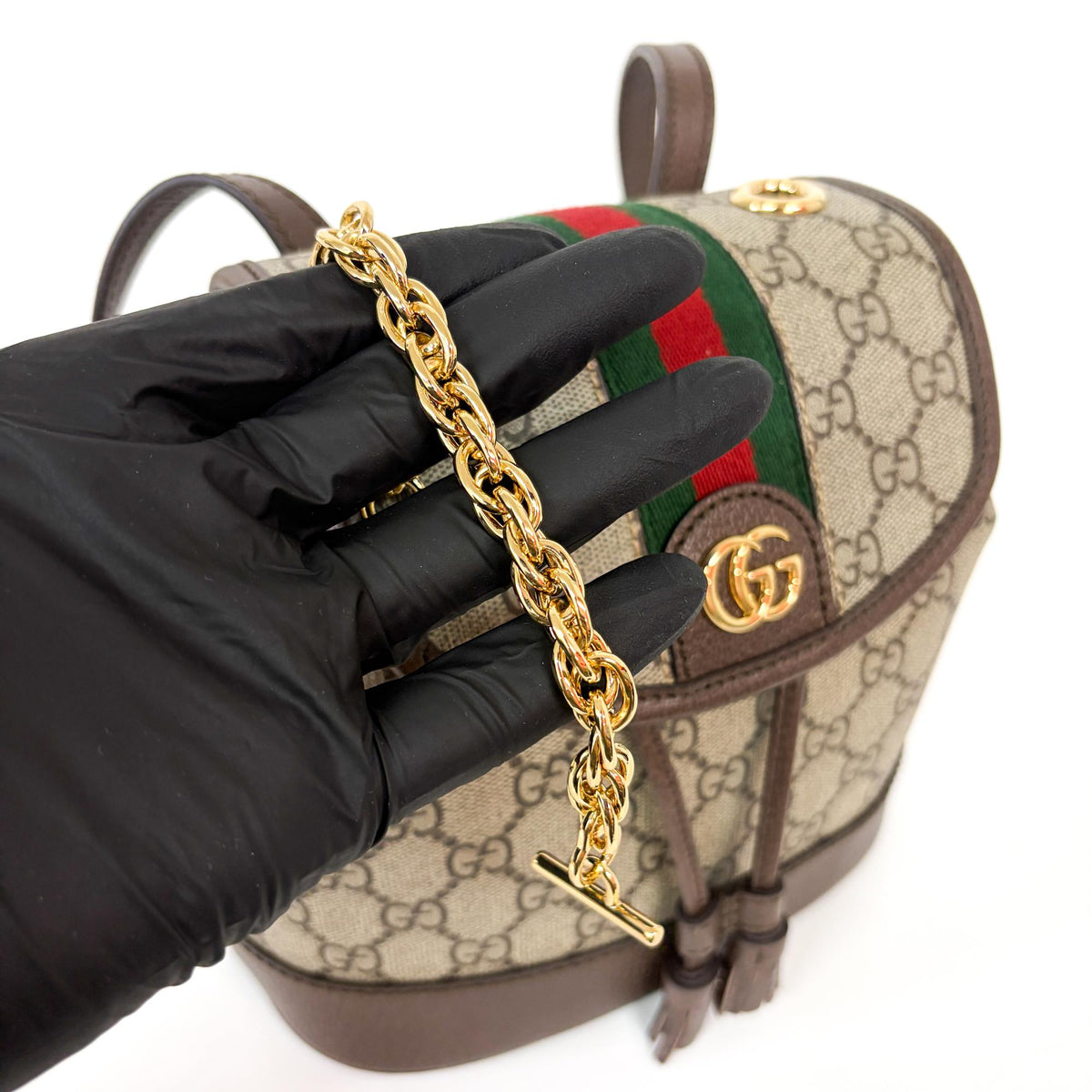 Gucci Ophidia Gg Coated Canvas And Leather Beige Canvas Shoulder Bag Bag (Pre-Owned)