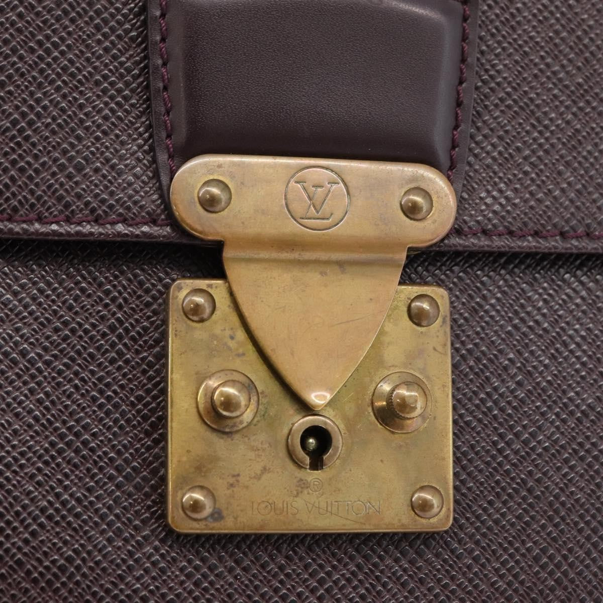 Louis Vuitton Serviette Kourad Taiga Leather Burgundy Leather Briefcase Bag (Pre-Owned)